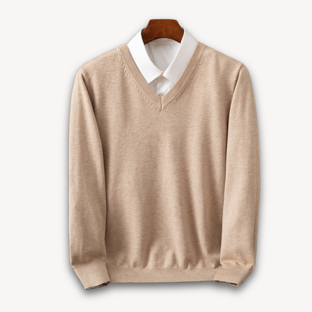 Men's V-neck Sweater – Slim Fit – Soft Knit Quality – Ribbed Edges – Versatile Style
