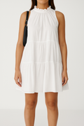 Women's A-line dress – Sleeveless loose fit – Ruffle edge – Light cotton