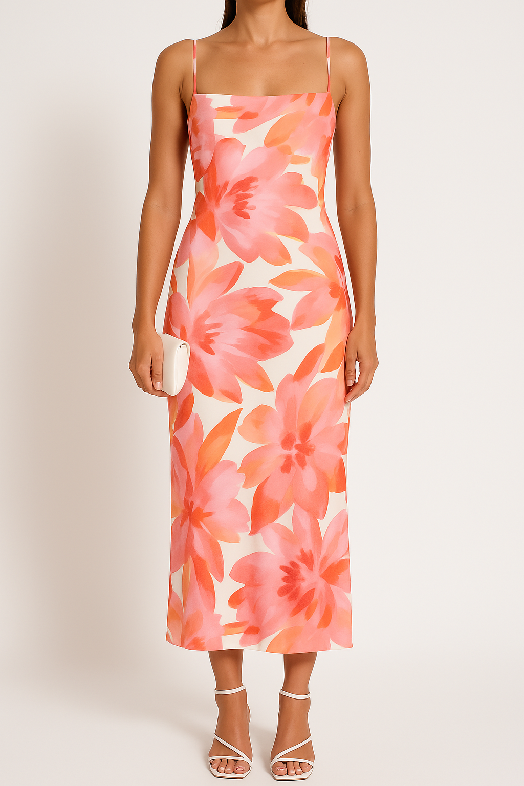 Women's Maxi Dress – Bodycon Fit – Spaghetti Straps – Floral Print – Sleeveless