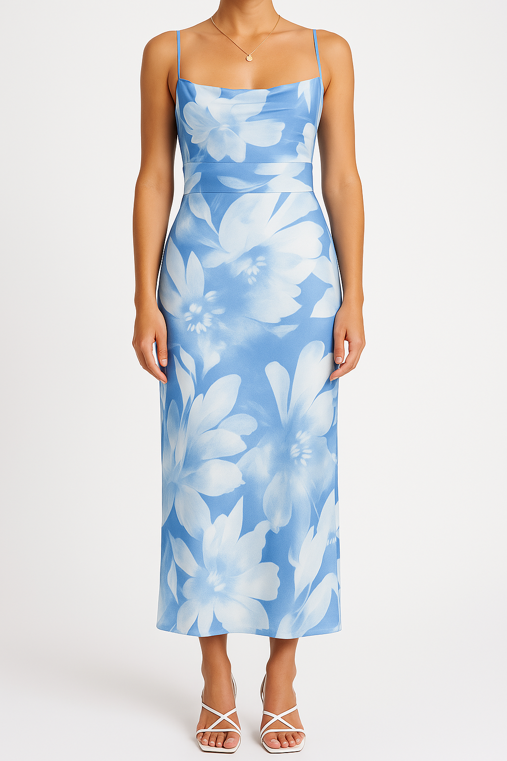 Women's Maxi Dress – Bodycon Fit – Spaghetti Straps – Floral Print – Sleeveless