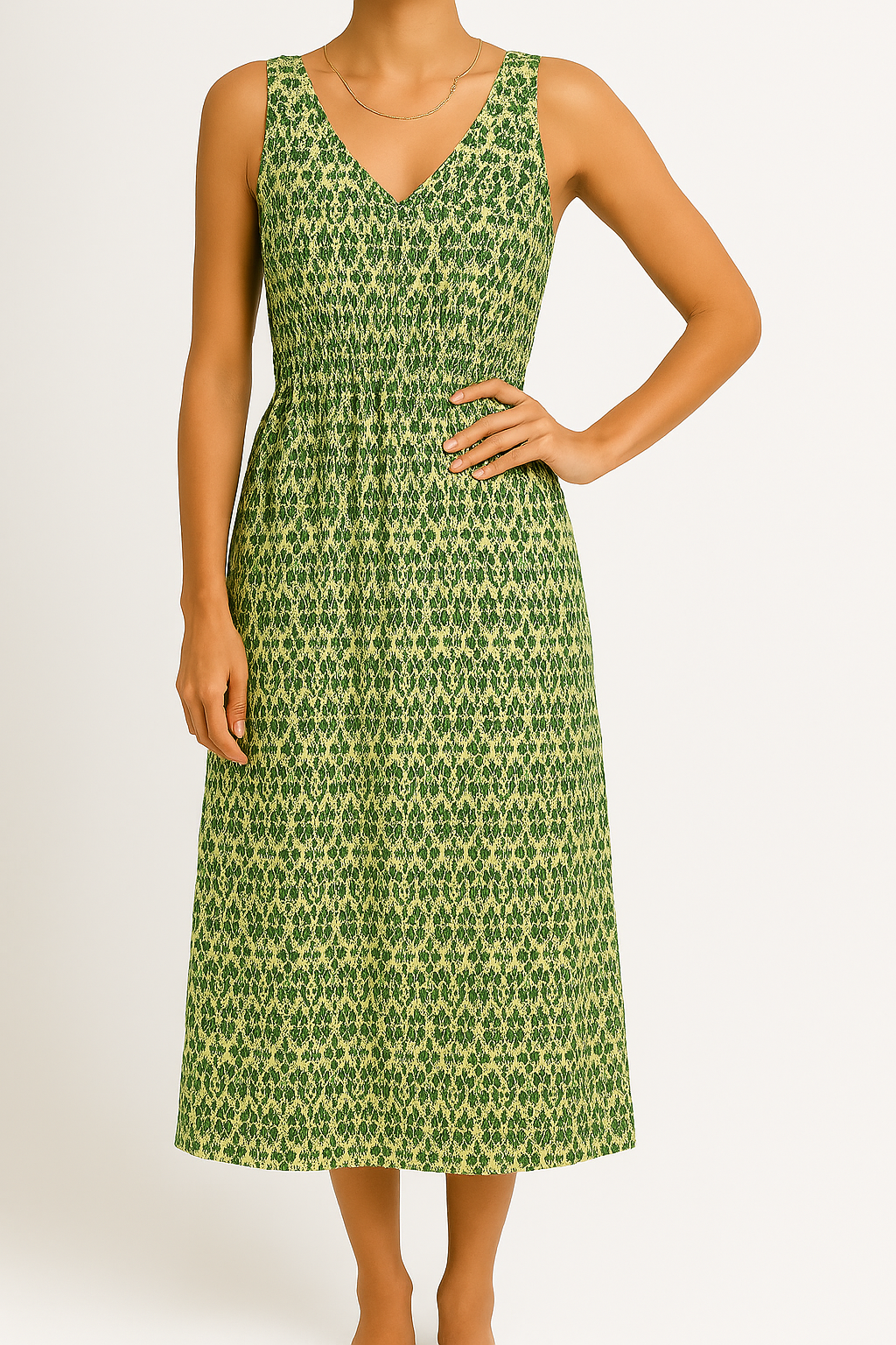 Light Airy Bohemian Print Midi Dress