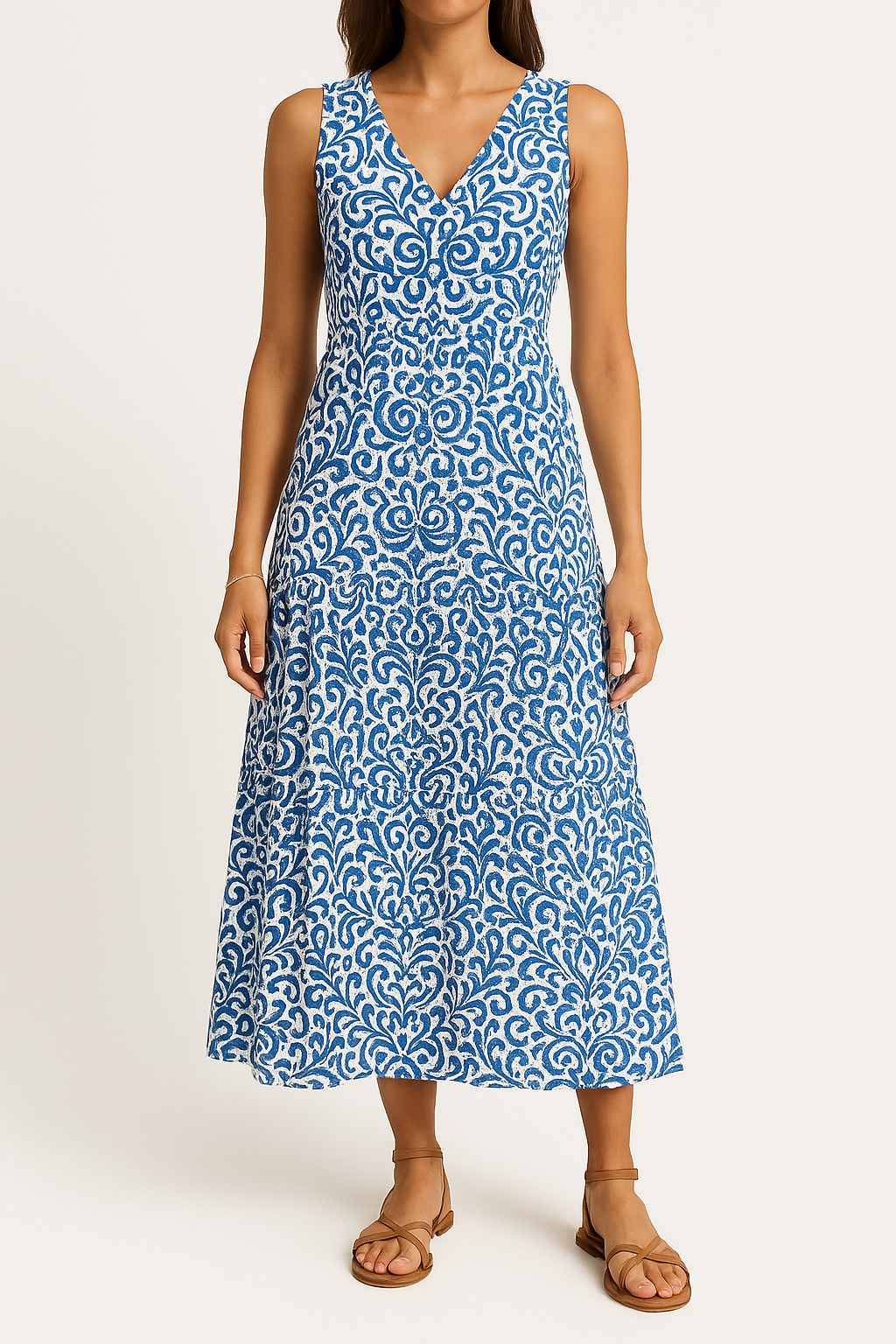 Relaxed Fit Abstract Print A-line Midi Dress