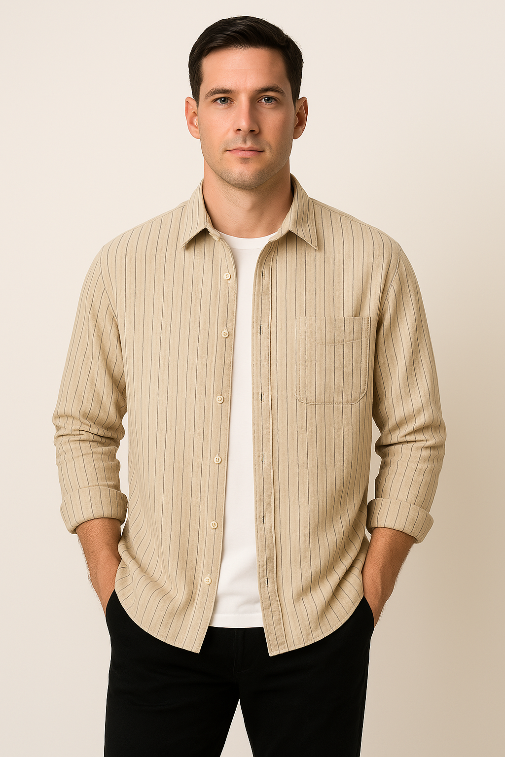 Breathable Cotton Relaxed Fit Striped Shirt