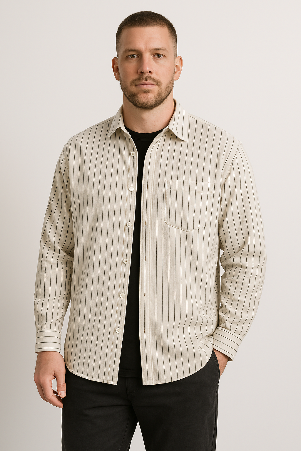 Breathable Cotton Relaxed Fit Striped Shirt