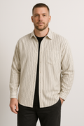 Men's Shirt with Long Sleeves – Relaxed Fit – Striped – Breathable Cotton