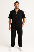 Men's set with short-sleeved shirt and trousers – Relaxed fit – Cotton linen blend