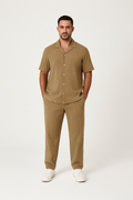 Men's set with short-sleeved shirt and trousers – Relaxed fit – Cotton linen blend