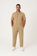 Men's set with short-sleeved shirt and trousers – Relaxed fit – Cotton linen blend