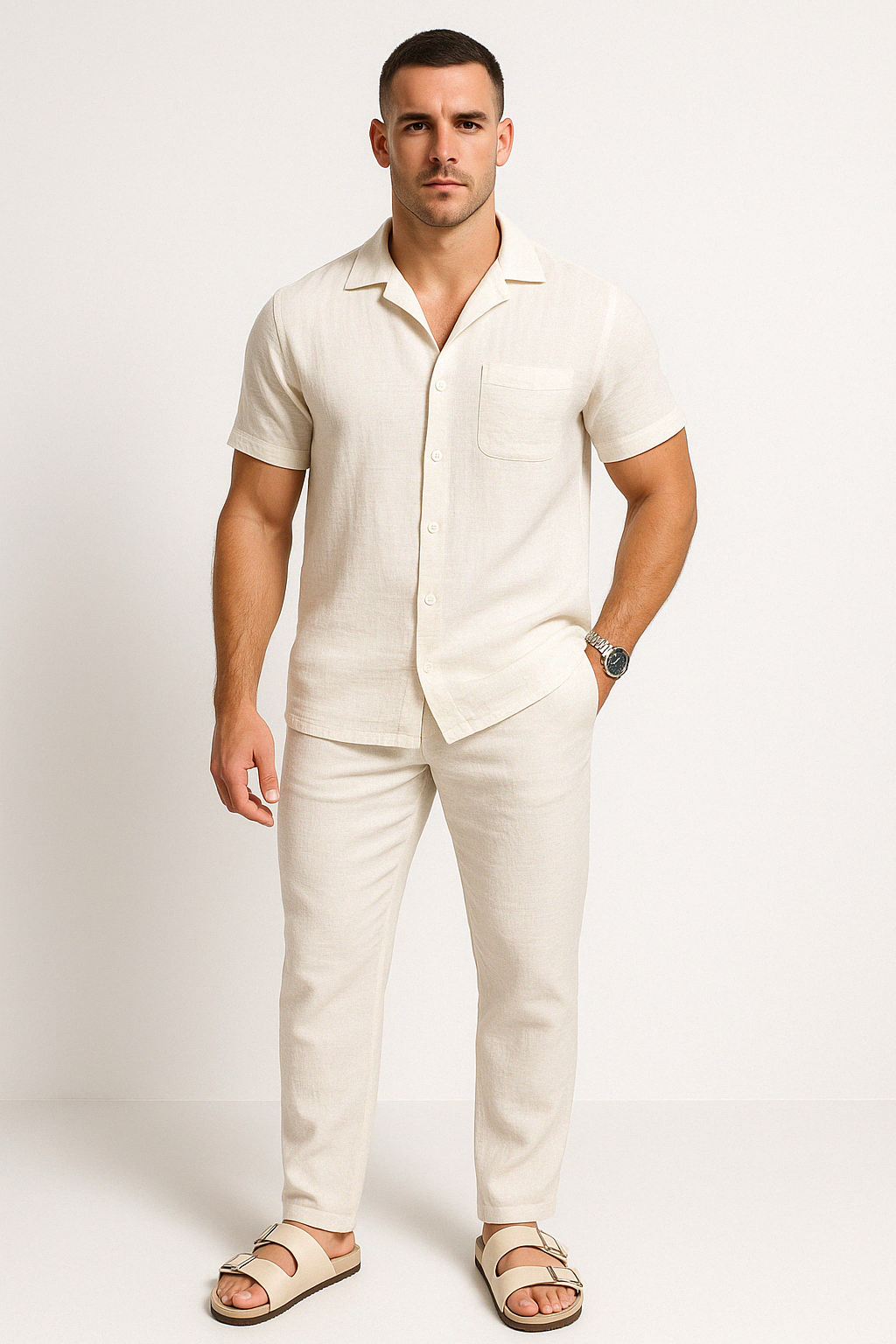 Relaxed Light Cotton Set with Shirt and Pants