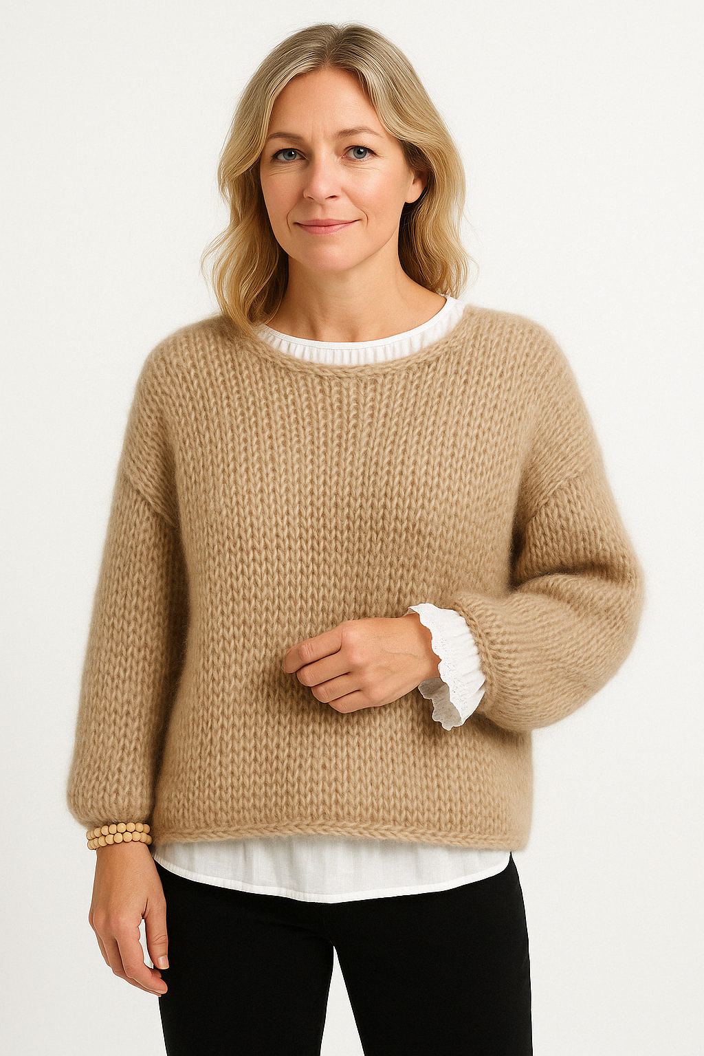 Dame Striktrøje – Oversize Pasform – Chunky Strik – Lang Model – Blød Mohairfølelse