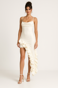 Dress for Women – Evening Dress in Satin – Slim Fit – Asymmetrical Hem – Spaghetti Straps