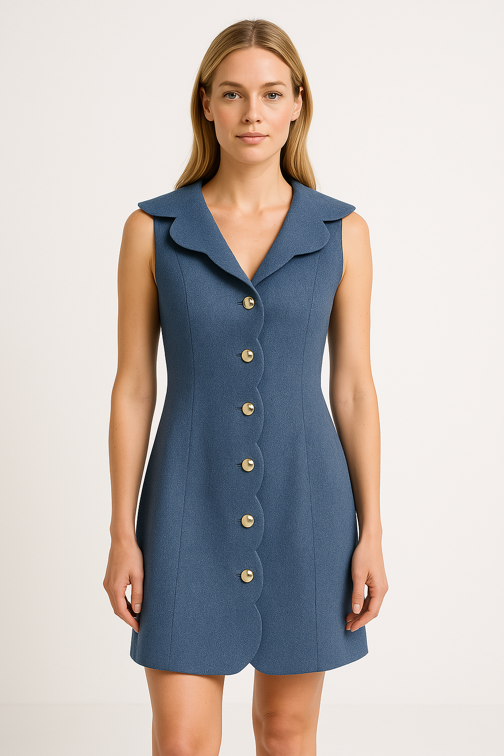 Tailored Fit Sculpted Placket Denim Dress