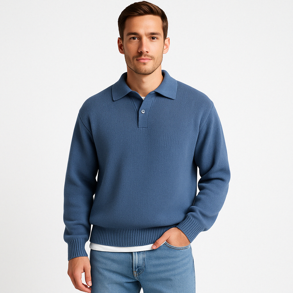 Wool Relaxed Fit Polo Sweater