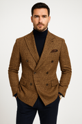 Men's Blazer – Double Breasted – Tailored Fit – Tweed – Peak Lapel