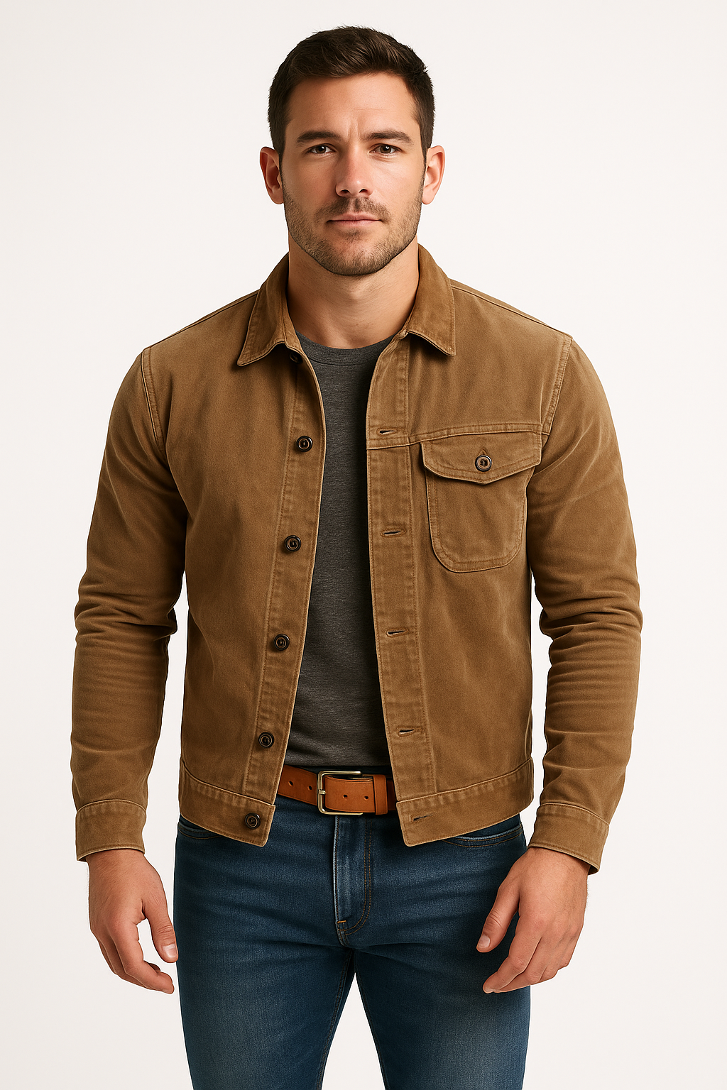 Cotton Blend Tailored Shirt Collar Jacket