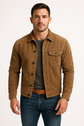 Men's Jacket – Cotton Blend – Tailored Fit – Shirt Collar – Button Closure