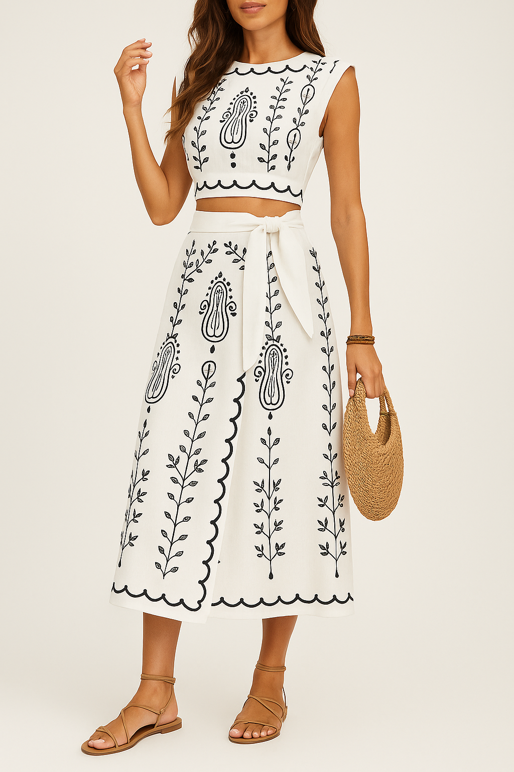 Wrap A-Line Waist Tie Midi Skirt