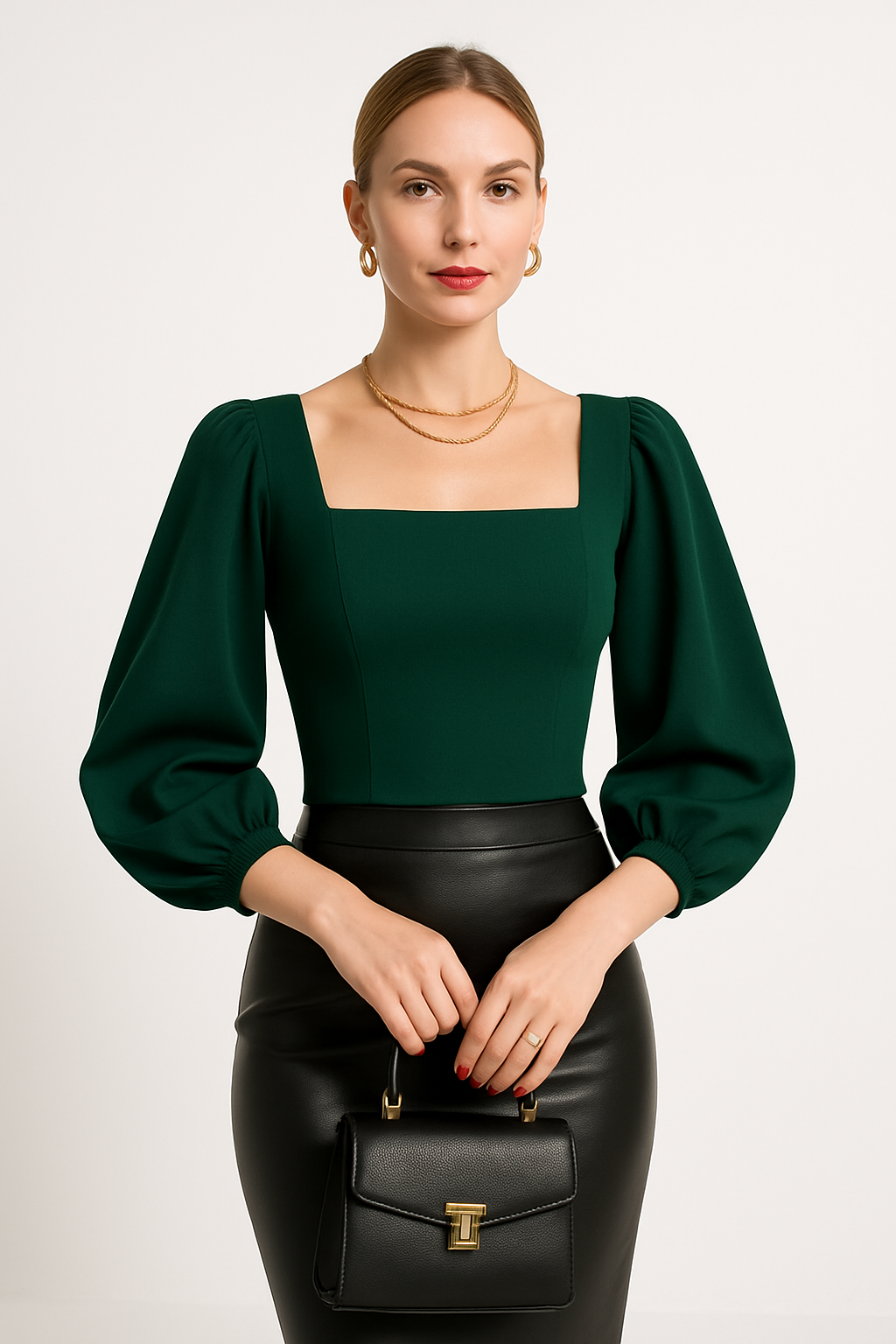 Stretch Slim Fit Puff Sleeve Top