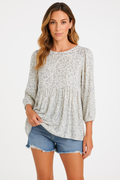 Women's Blouse – Floral Print – Relaxed Fit – Light Cotton – Lantern Sleeves