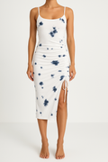 Women's Midi Dress – Sleeveless Slim Fit – Stretchable Cotton Blend – Lace-Up and Slit