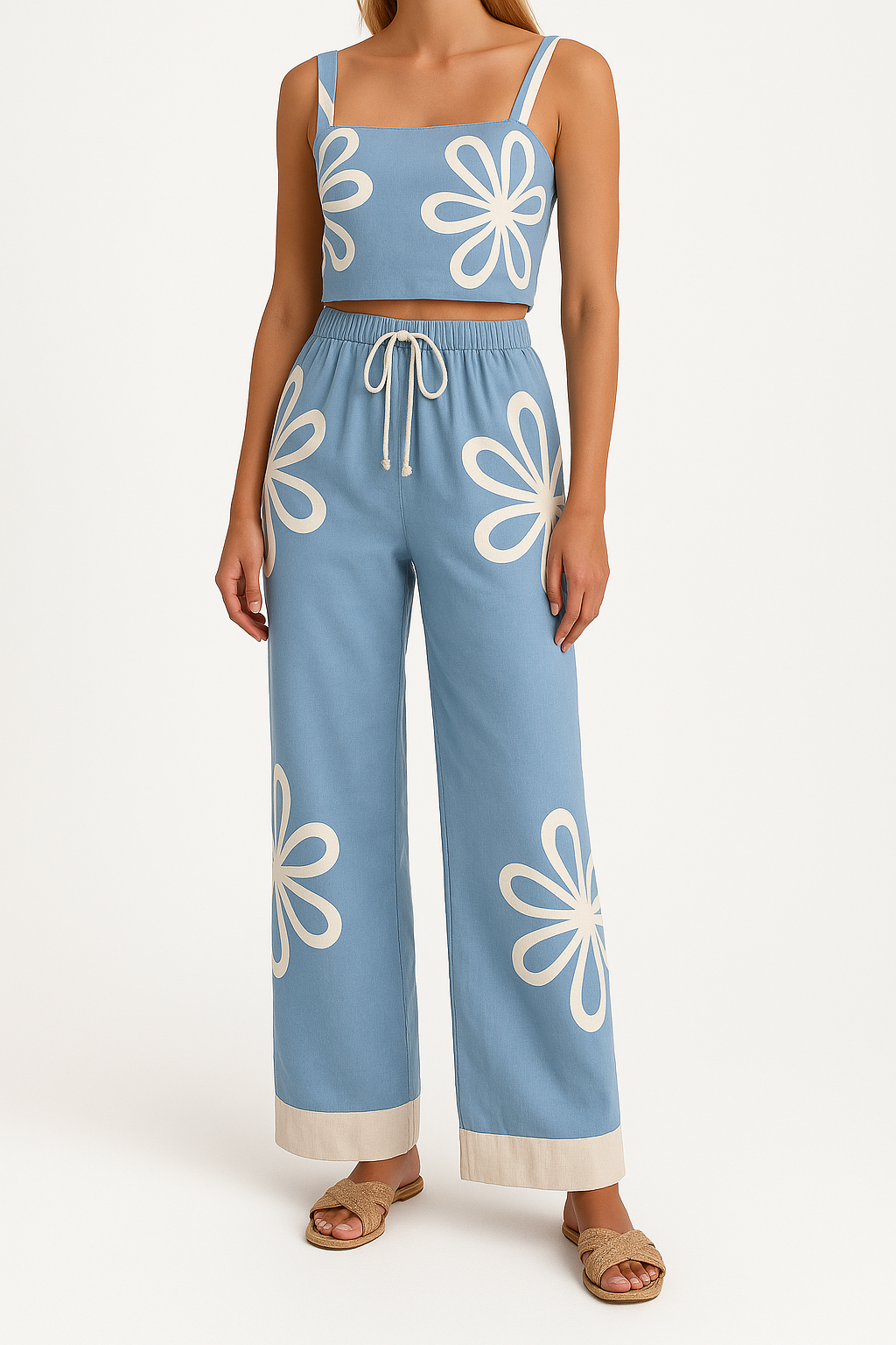 Cotton Top and Wide Pants Set