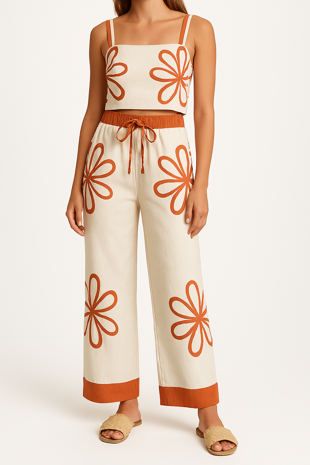 Cotton Top and Wide Pants Set