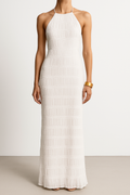 Women's Maxi Dress – Fitted Shape – Halterneck – Ruched Texture – Open Back