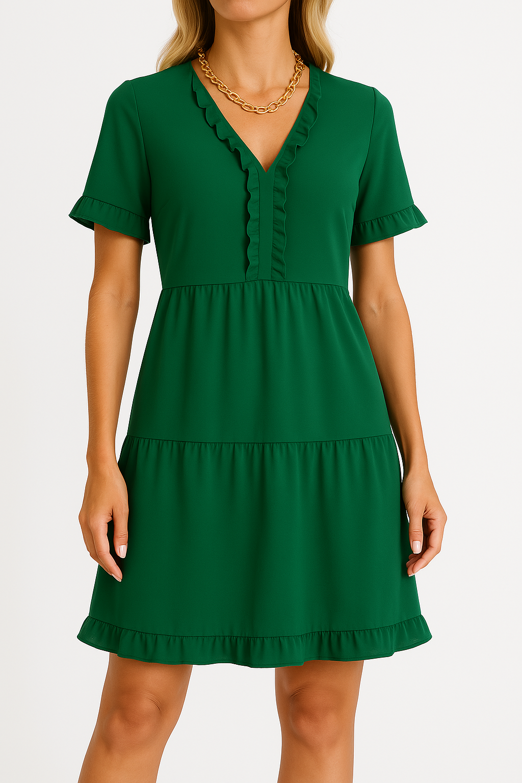 Ruffle Detail Relaxed Fit A-line Dress