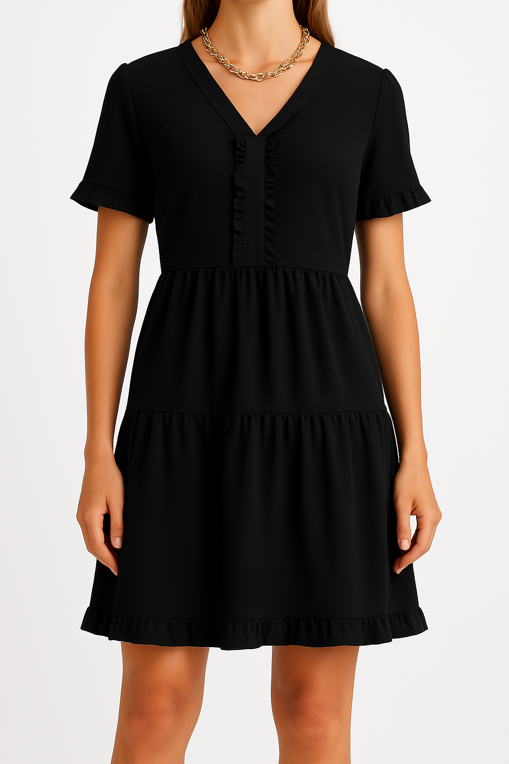 Ruffle Detail Relaxed Fit A-line Dress