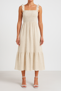 Women's A-line Dress – Smock Top – Spaghetti Straps – Checkered Maxi Skirt
