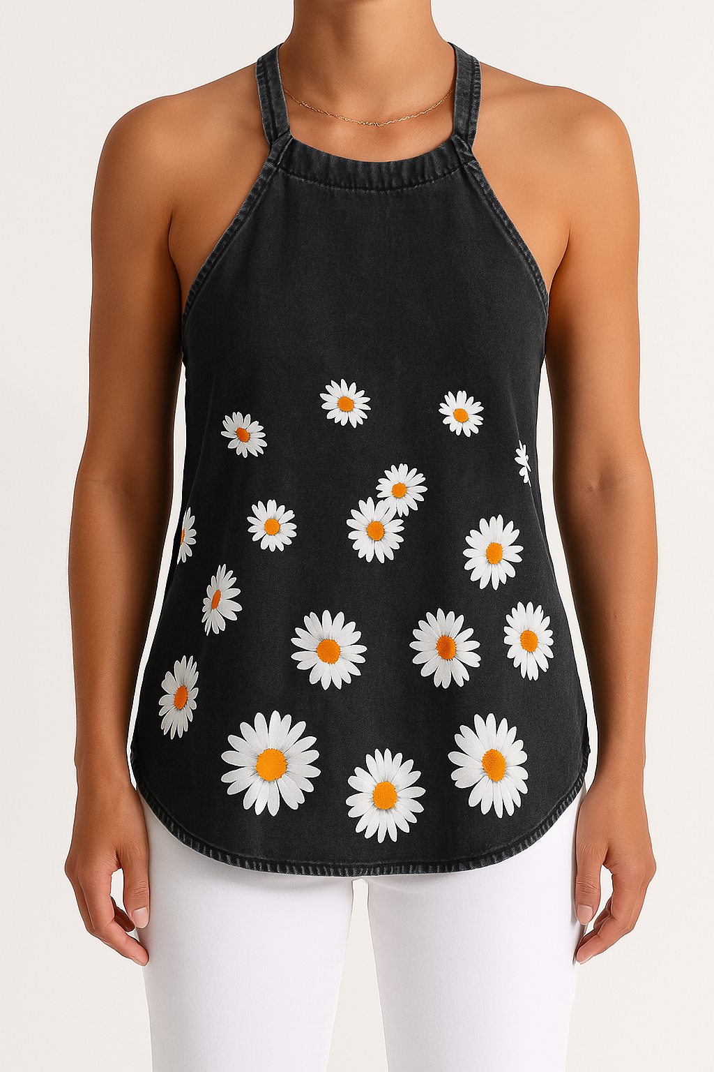 Light Denim Daisy Print Camisole Top