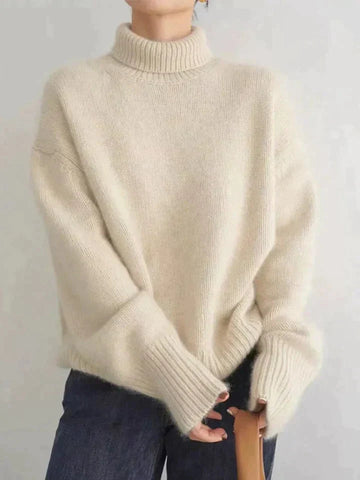 Wool Oversized Dropped Shoulder Turtleneck Sweater