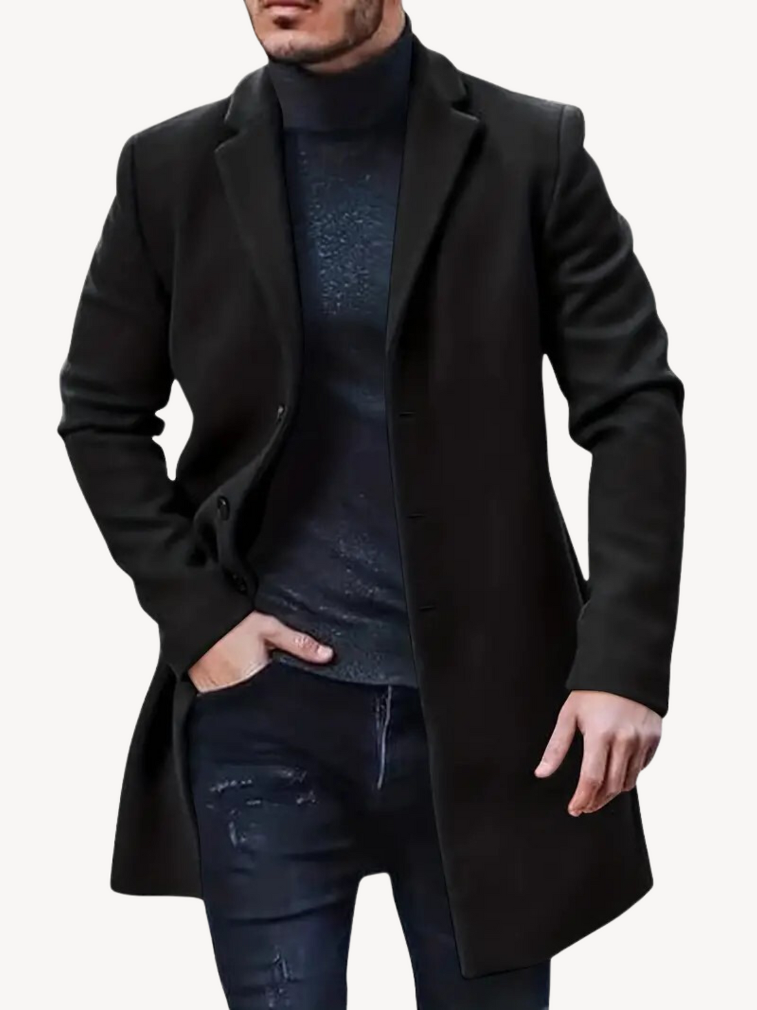Wool Look Tailored Fit Trench Coat