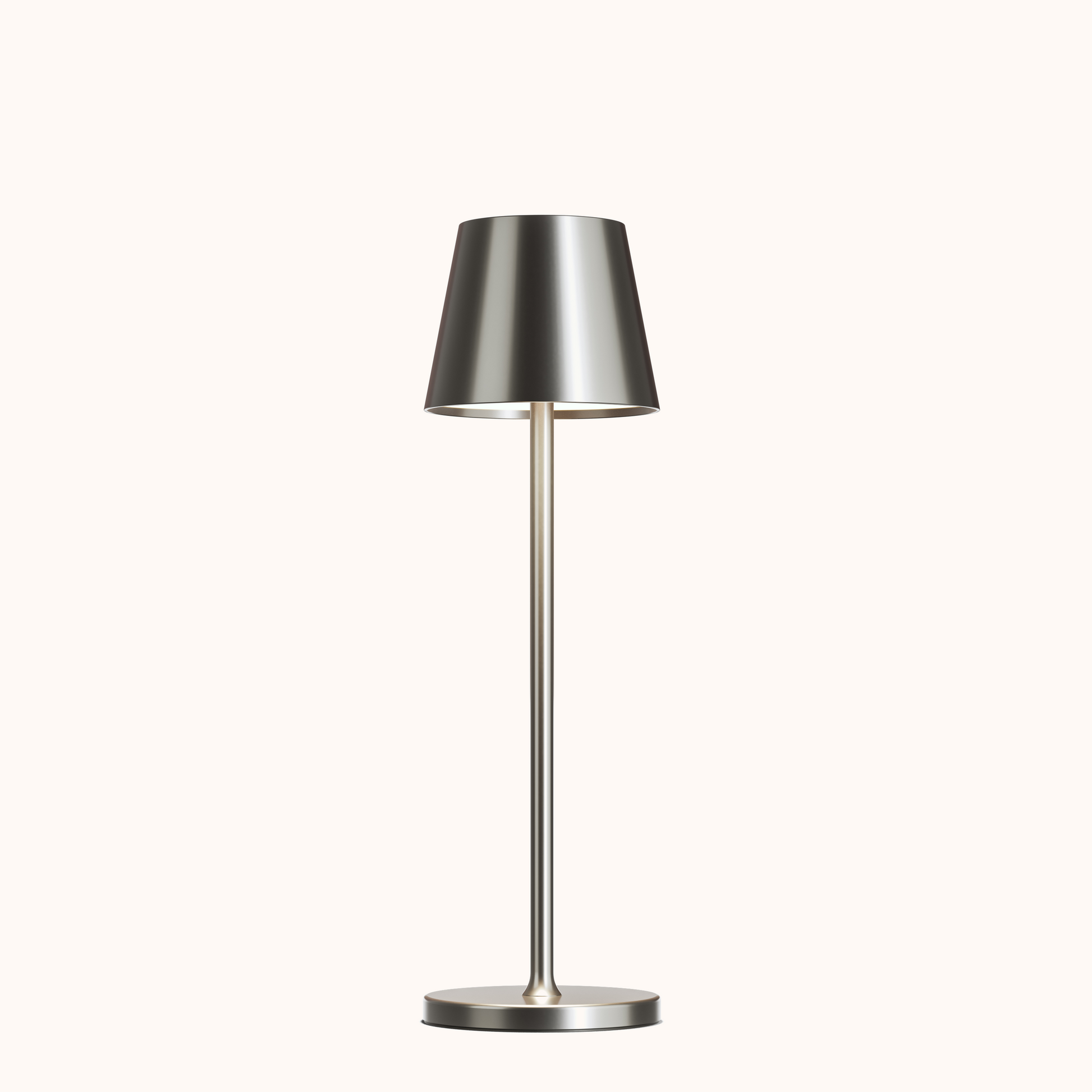 Brushed Metal Weighted Angled Shade Table Lamp