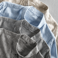 Men's Shirt - Breathable Cotton/Linen - Striped - Button Closure - Regular Fit - Long Sleeved
