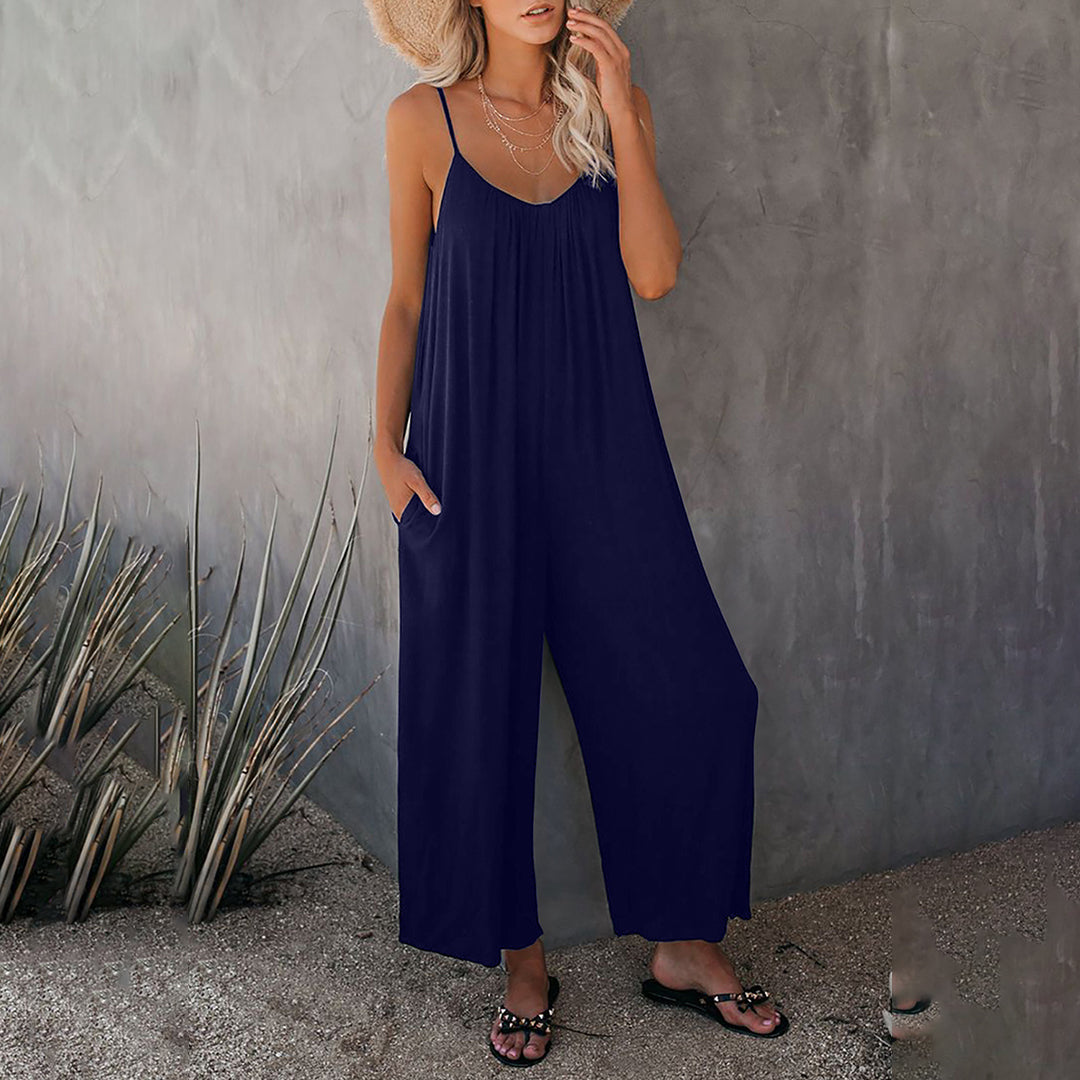 Women's Jumpsuit - Sleeveless with Spaghetti Straps - Loose Fit - Light and Breathable