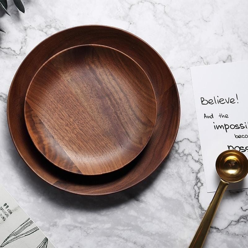 Walnut Wood Round Serving Plate