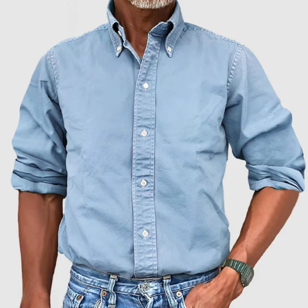 Men's Shirt with Long Sleeves – Regular Fit – Breathable Material – Button Closure