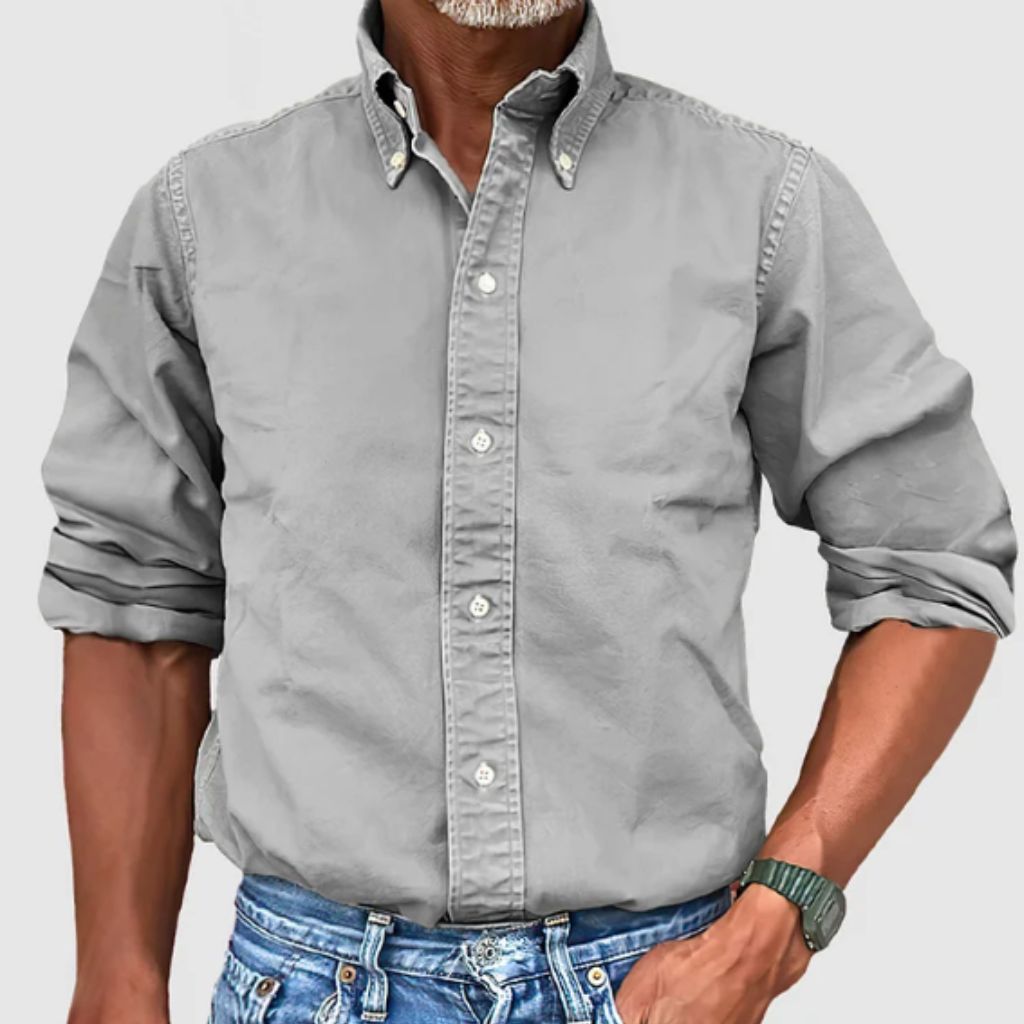 Men's Shirt with Long Sleeves – Regular Fit – Breathable Material – Button Closure