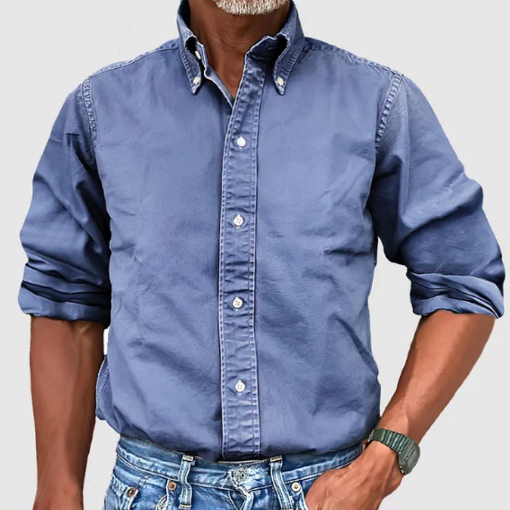 Men's Shirt with Long Sleeves – Regular Fit – Breathable Material – Button Closure