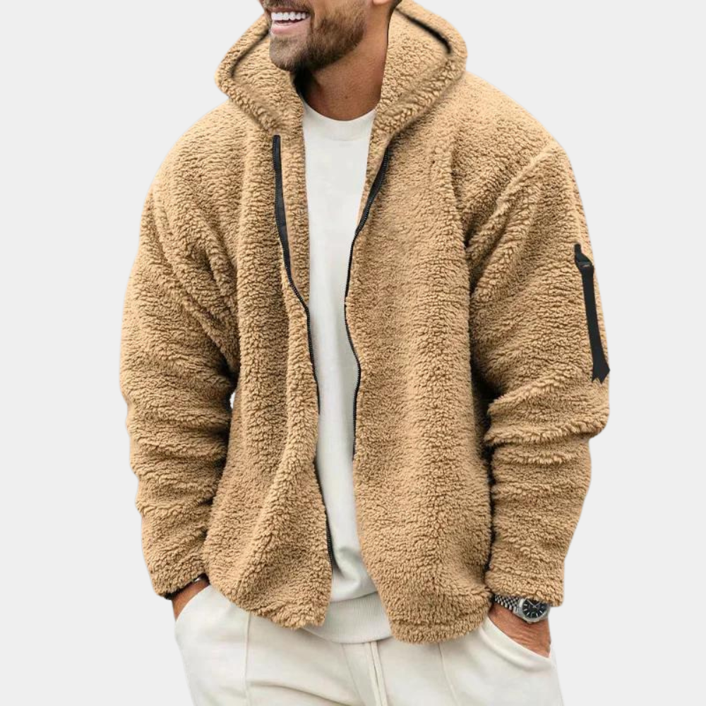 Sherpa Fleece Zip-Up Relaxed Fit Hoodie