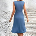 Women's Dress - Wrap Design - Sleeveless - Knee Length - Floral Print