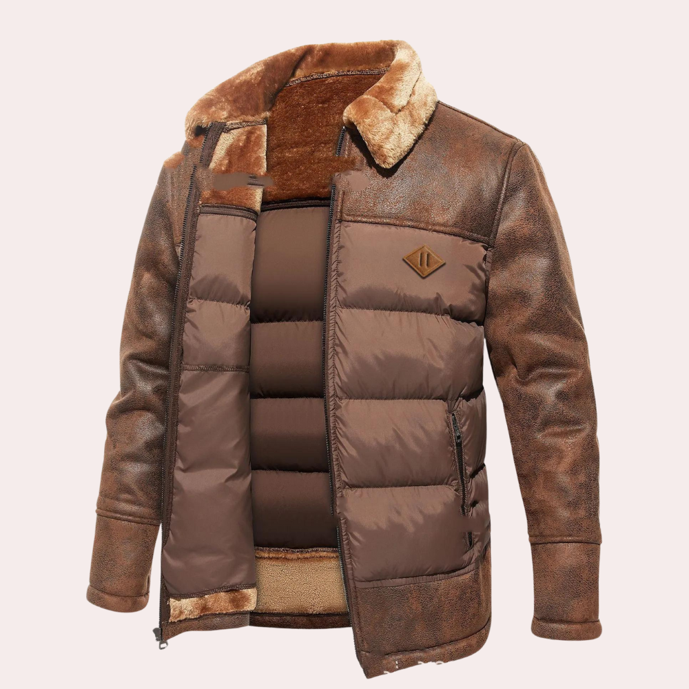 Quilted Faux Leather Sleeve Jacket