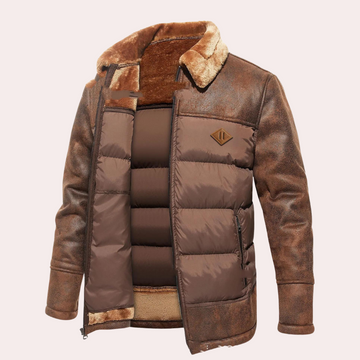 Quilted Faux Leather Sleeve Jacket