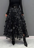 Women's Maxi Skirt - High Waist - Tulle with 3D Circle Details - Elegant Statement Look