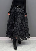 Women's Maxi Skirt - High Waist - Tulle with 3D Circle Details - Elegant Statement Look