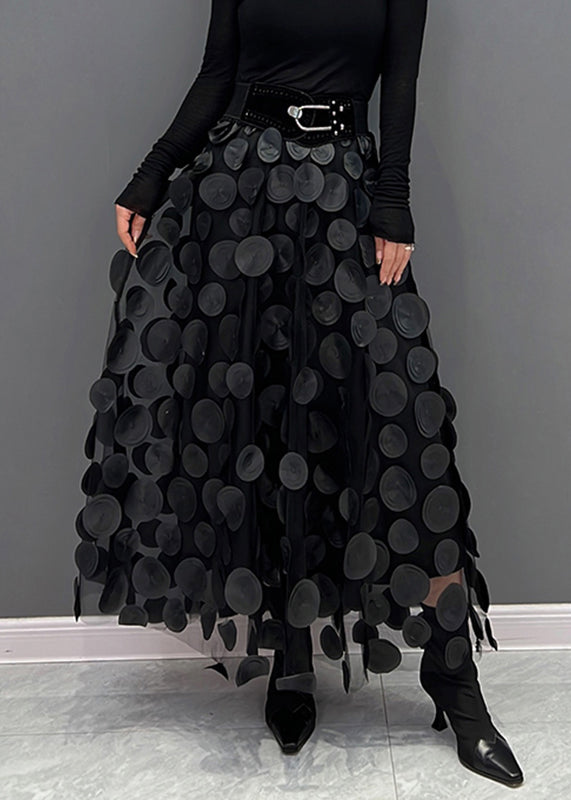 3D Circle Tulle High Waist Maxi Skirt