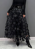 Women's Maxi Skirt - High Waist - Tulle with 3D Circle Details - Elegant Statement Look