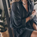 Women's Shirt Dress - Oversized Fit - Long-Sleeved - Light and Breathable - Button Closure