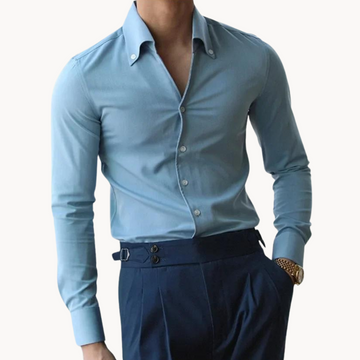 Herreskjorte – Slim Fit – 100% Bomuld – Langærmet Formelt Design